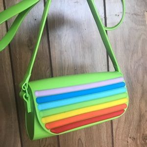 Melissa Jelly Rainbow and Lime Green crossbody bag